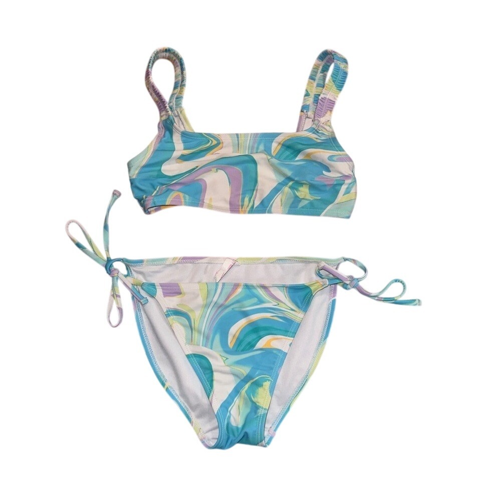Ninety-Nine Multicolor Purple Blue Green‎ Swirl Bikini Set Womens Xsmall